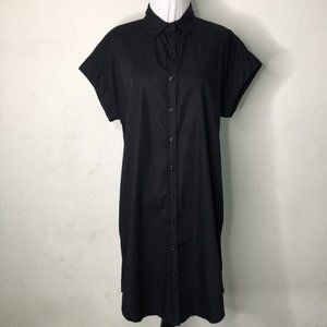 Prospective Flow Women's Black Short Sleeve Button Down Shirt Dress Size Small